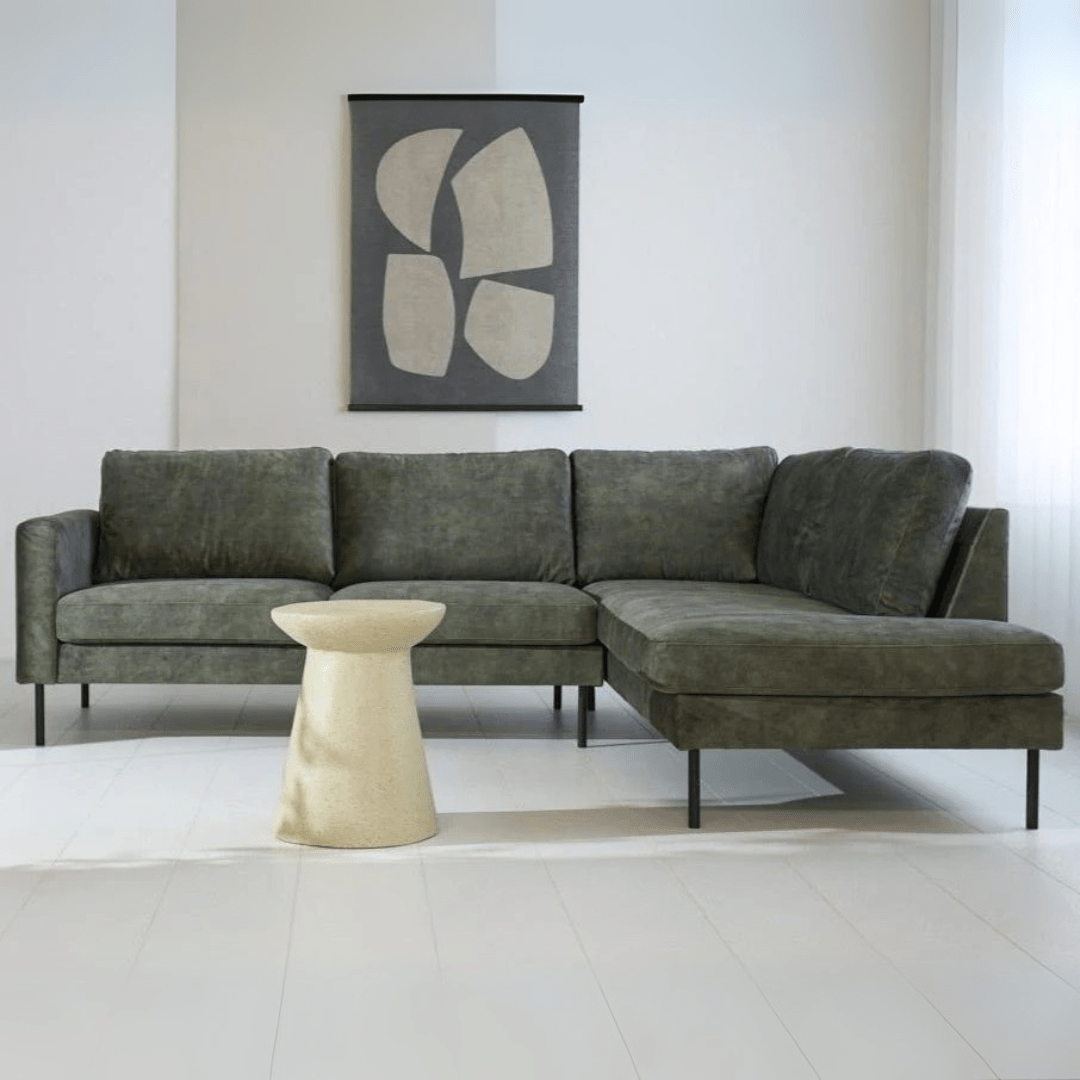 Hoekbank groen velvet Gaya - rechts