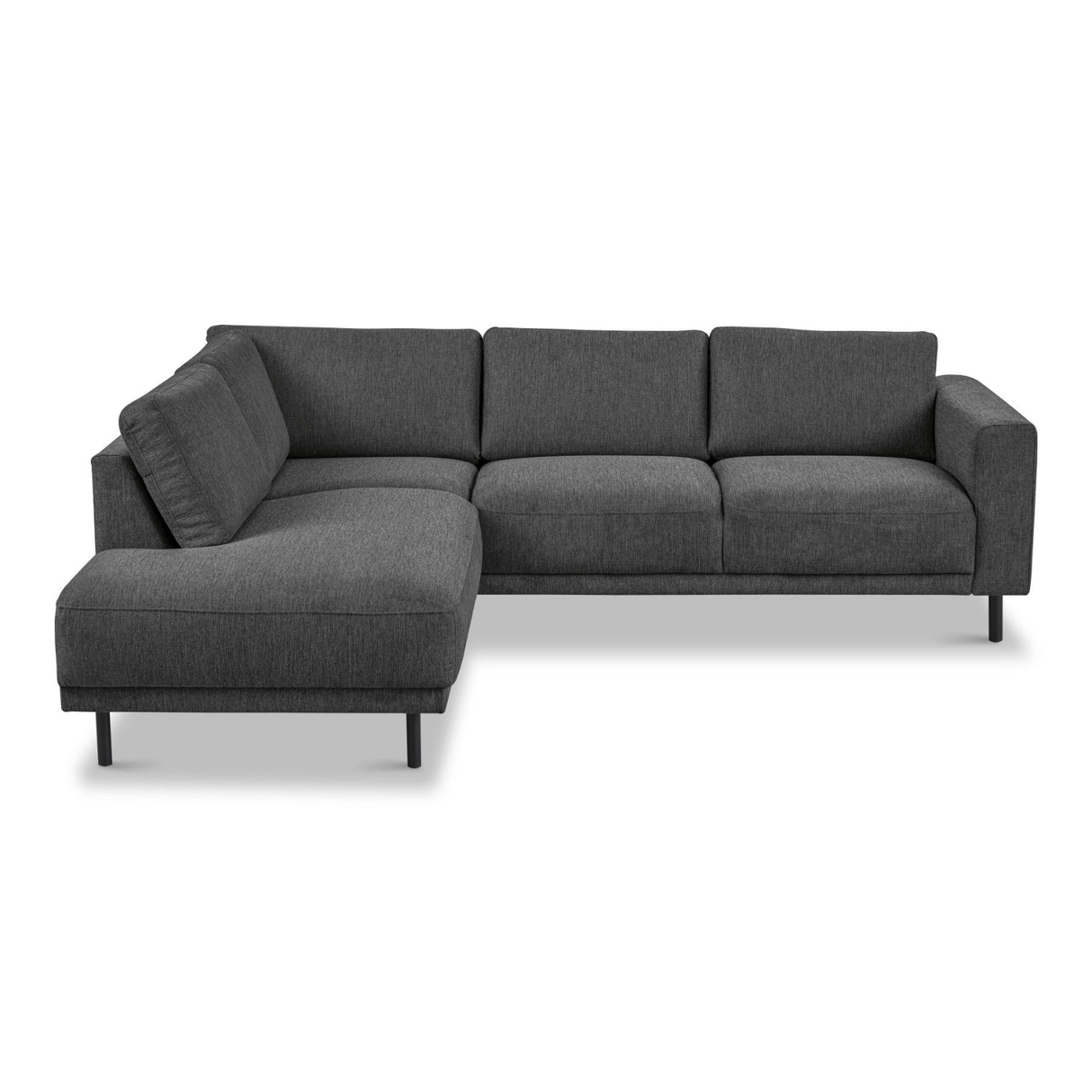 Moderne 3-zits hoekbank met Lounger Antraciet Stof Aniko links 240x197x78 cm