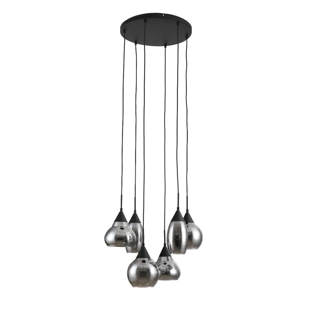 Hanglamp Kesi 6-lichts Getrapt Smoke Glas