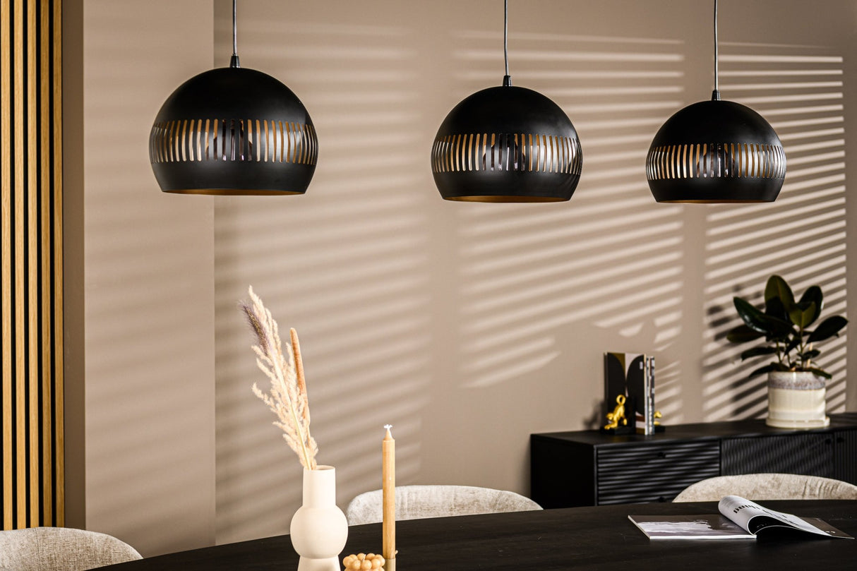 Hanglamp Indy 3-lichts half rond metaal zwart
