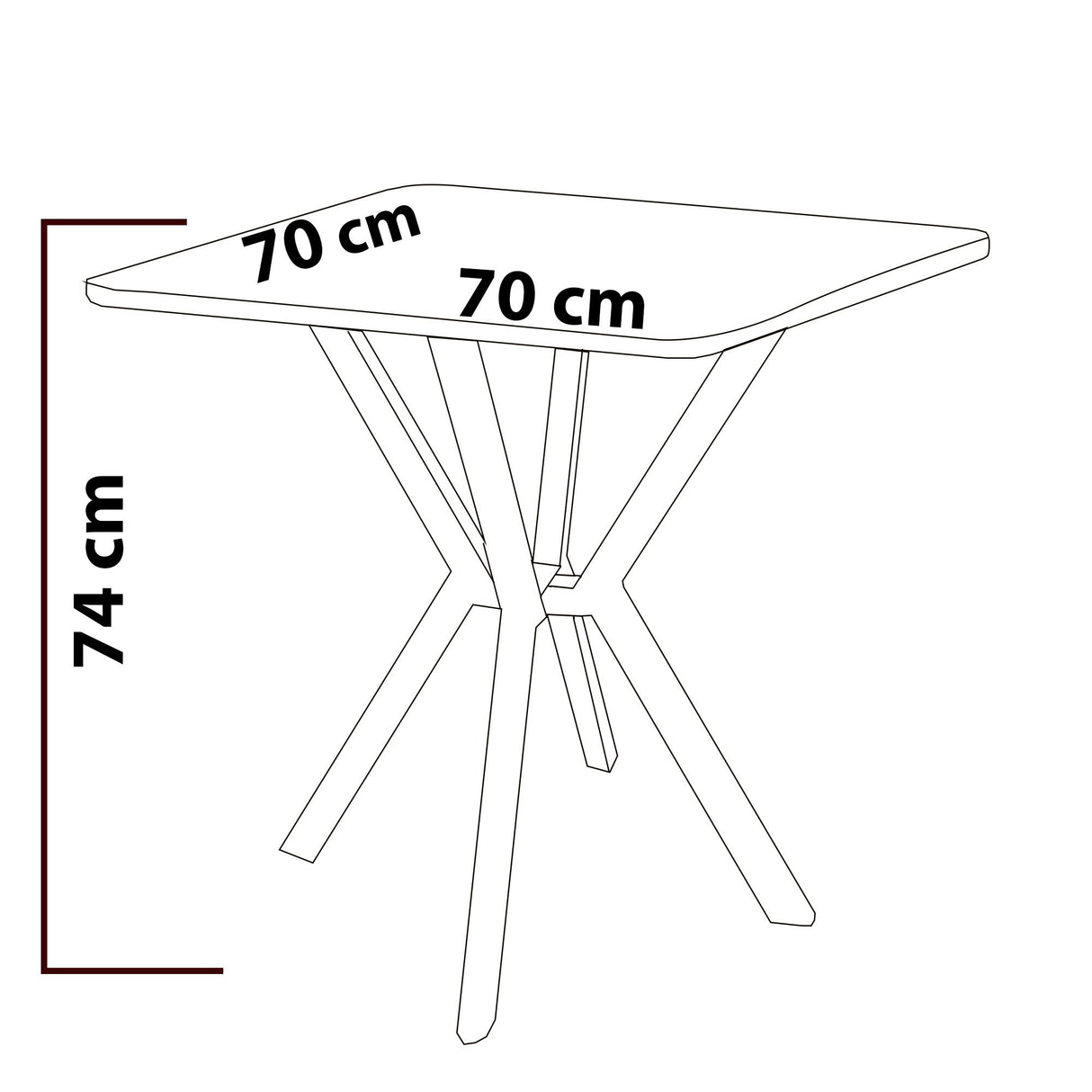 Elma eettafel zwart 70x70 cm Melamine gecoat houtcomposiet