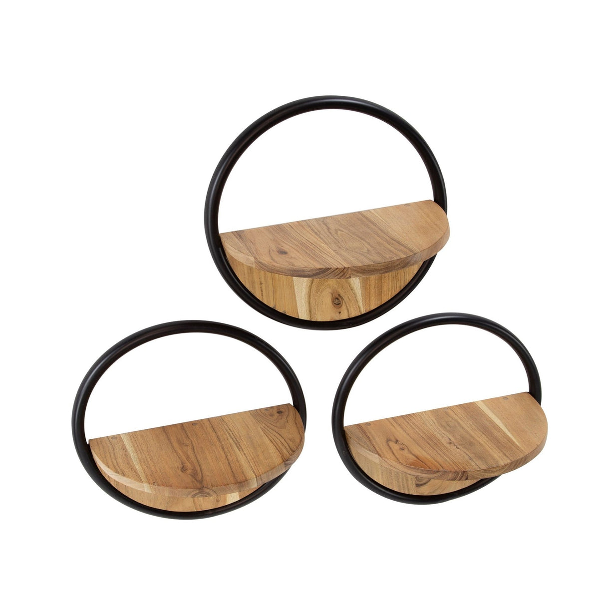 Wandplank Rond Ø35 Massief Acaciahout set van 3