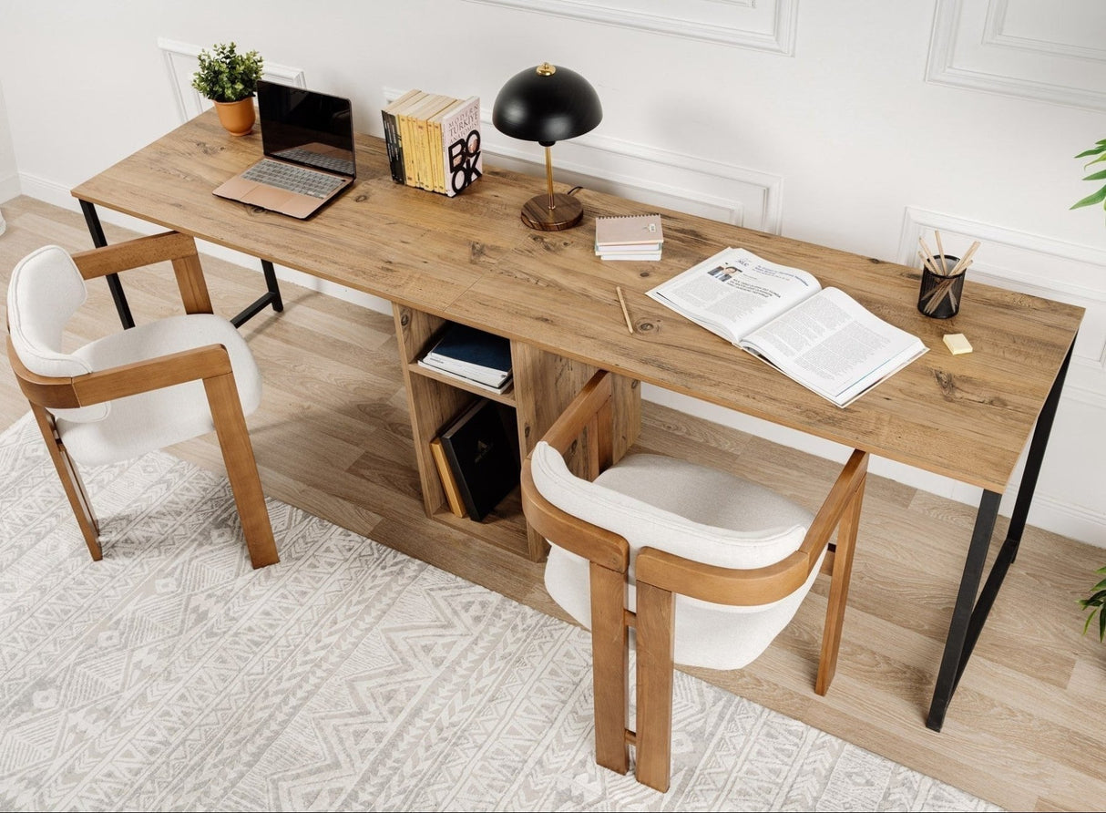 Studie bureau Twin Study Desk Melamine Atlantic Pine 240x60 Atlantic Pine Black