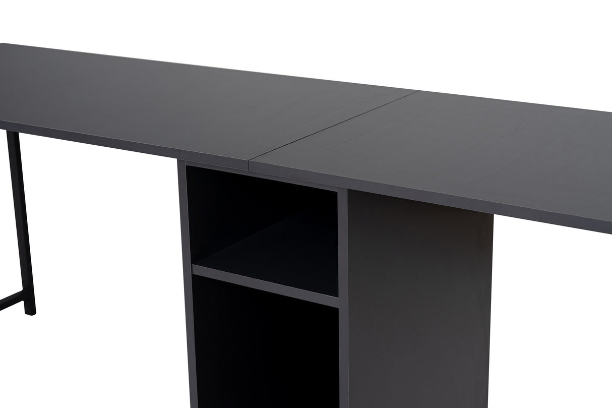 Studie bureau Twin Study Desk 240x60 cm Antraciet en zwart Anthracite Black Melamine