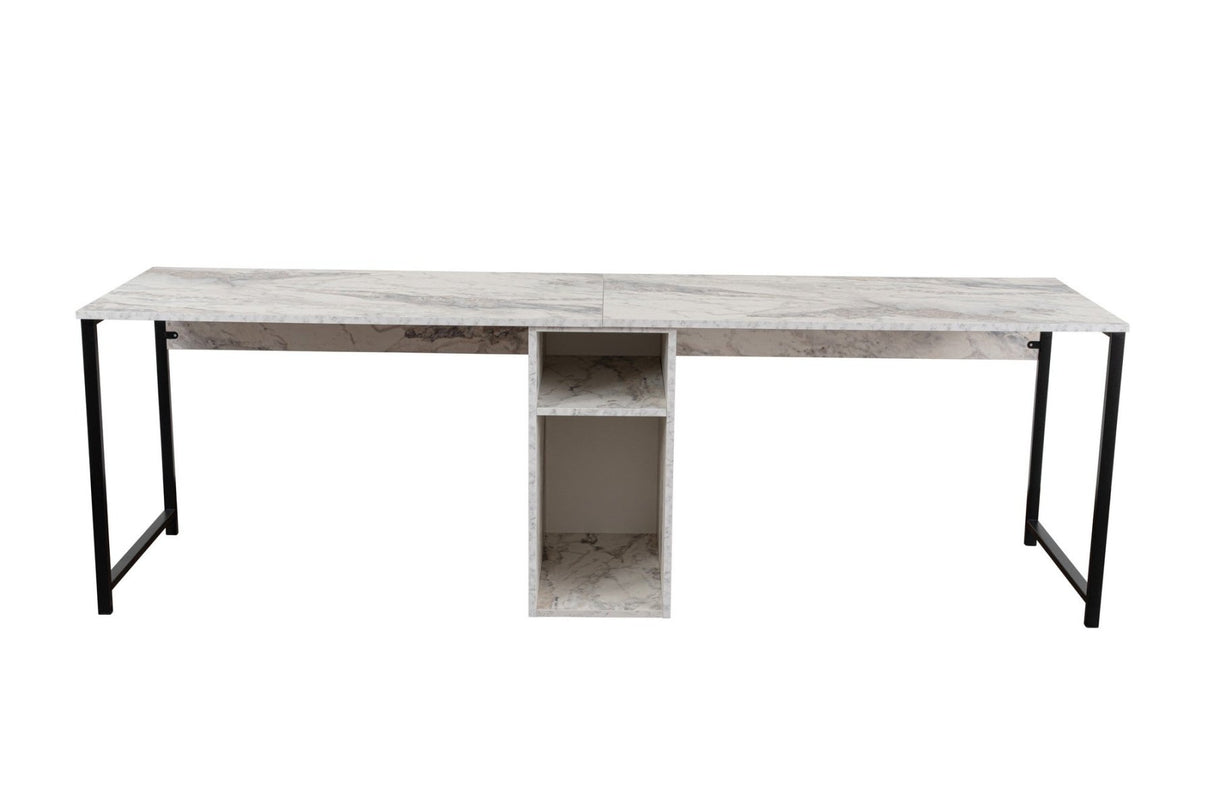 Twin Study Desk Studie Bureau Freesia Marble Black 240x60 cm Melamine