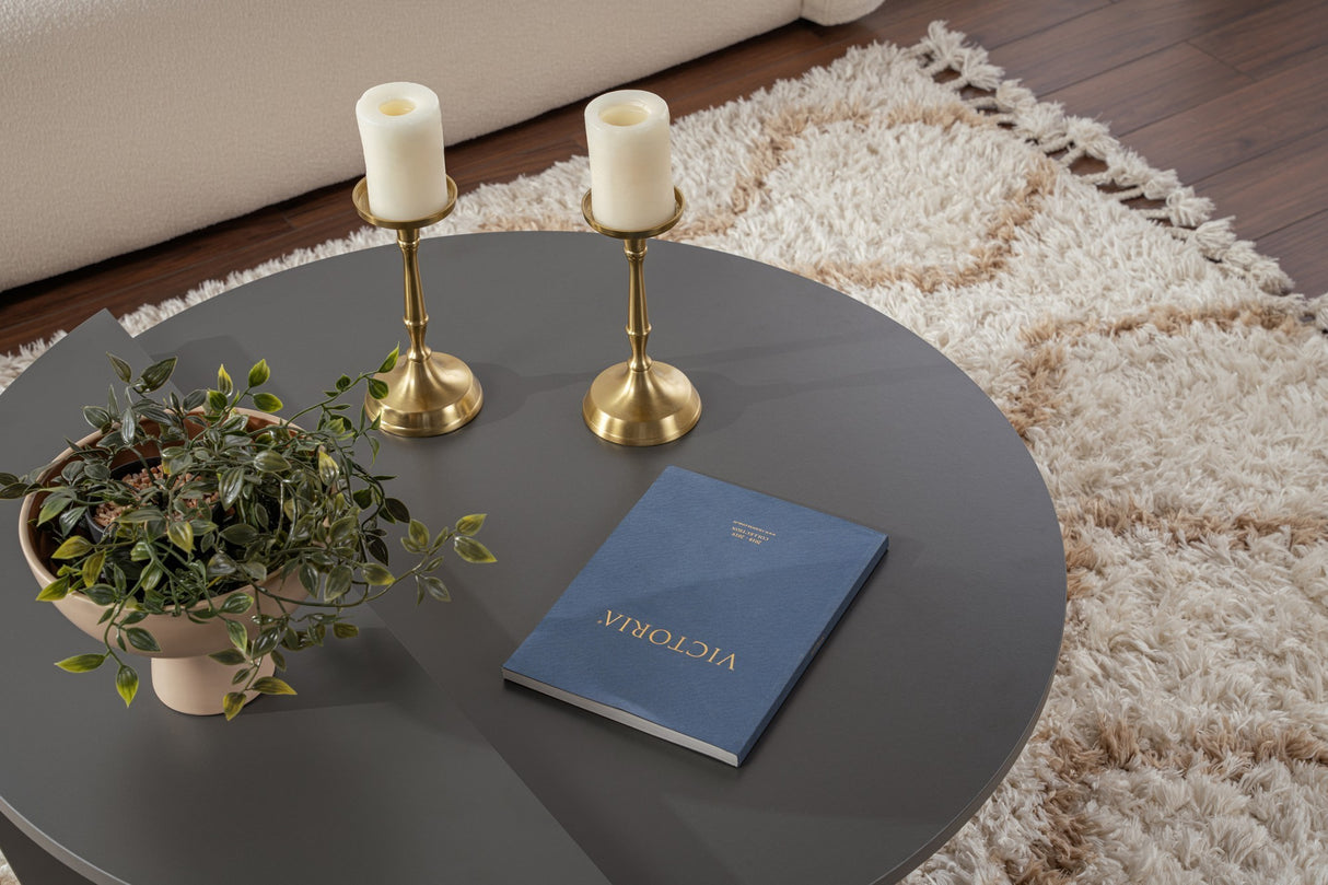 Ronde Salontafel Antraciet Melamine 85 cm Orin