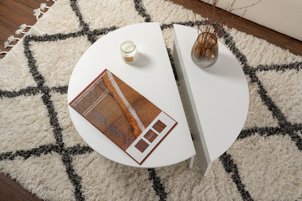 Ronde Salontafel Wit 85 cm Melamine Orin