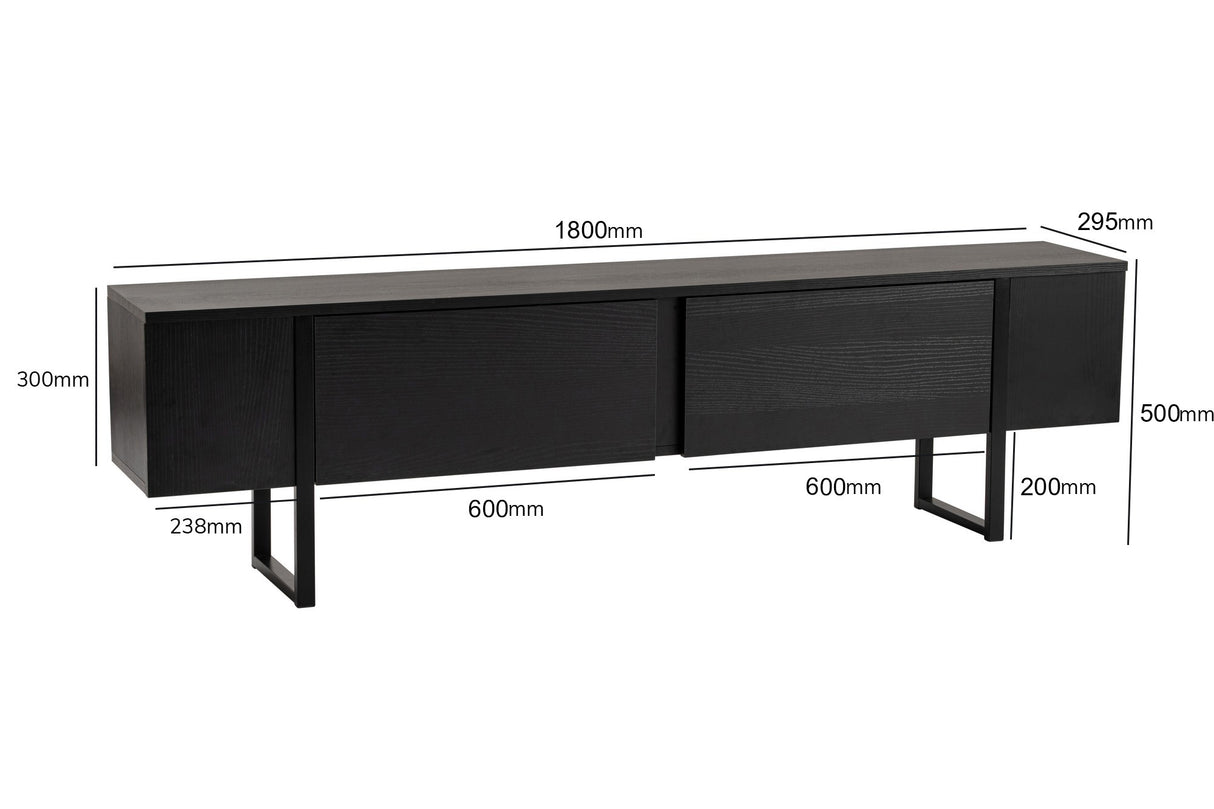 TV Meubel Zwart Melamine zwart frame 180x50x29,5 cm - Blitz