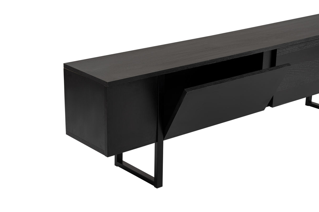TV Meubel Zwart Melamine zwart frame 180x50x29,5 cm - Blitz