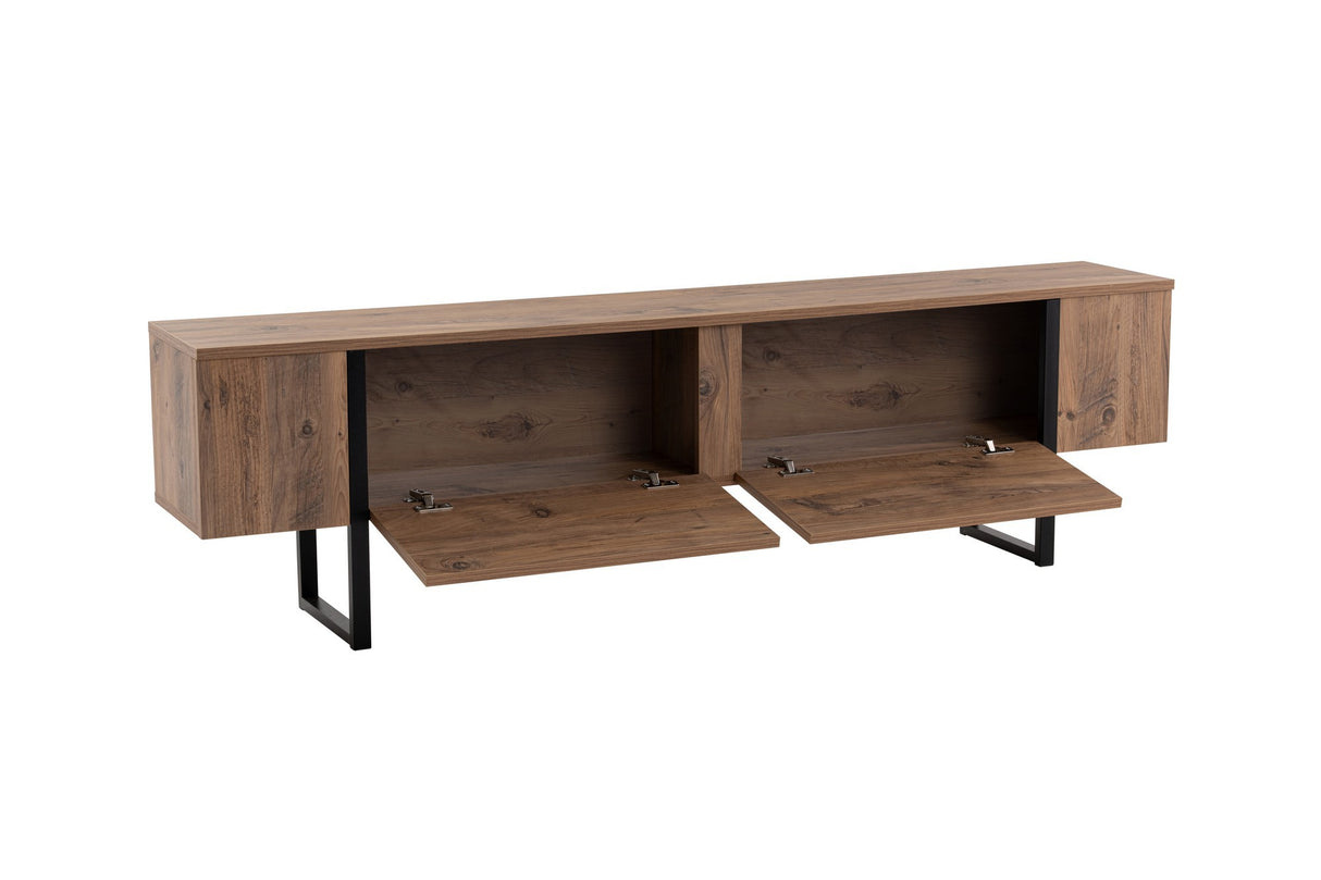 TV Meubels - TV Meubel Naturel Melamine Zwart Frame 180x50x29,5 cm - Blitz - Dimehouse