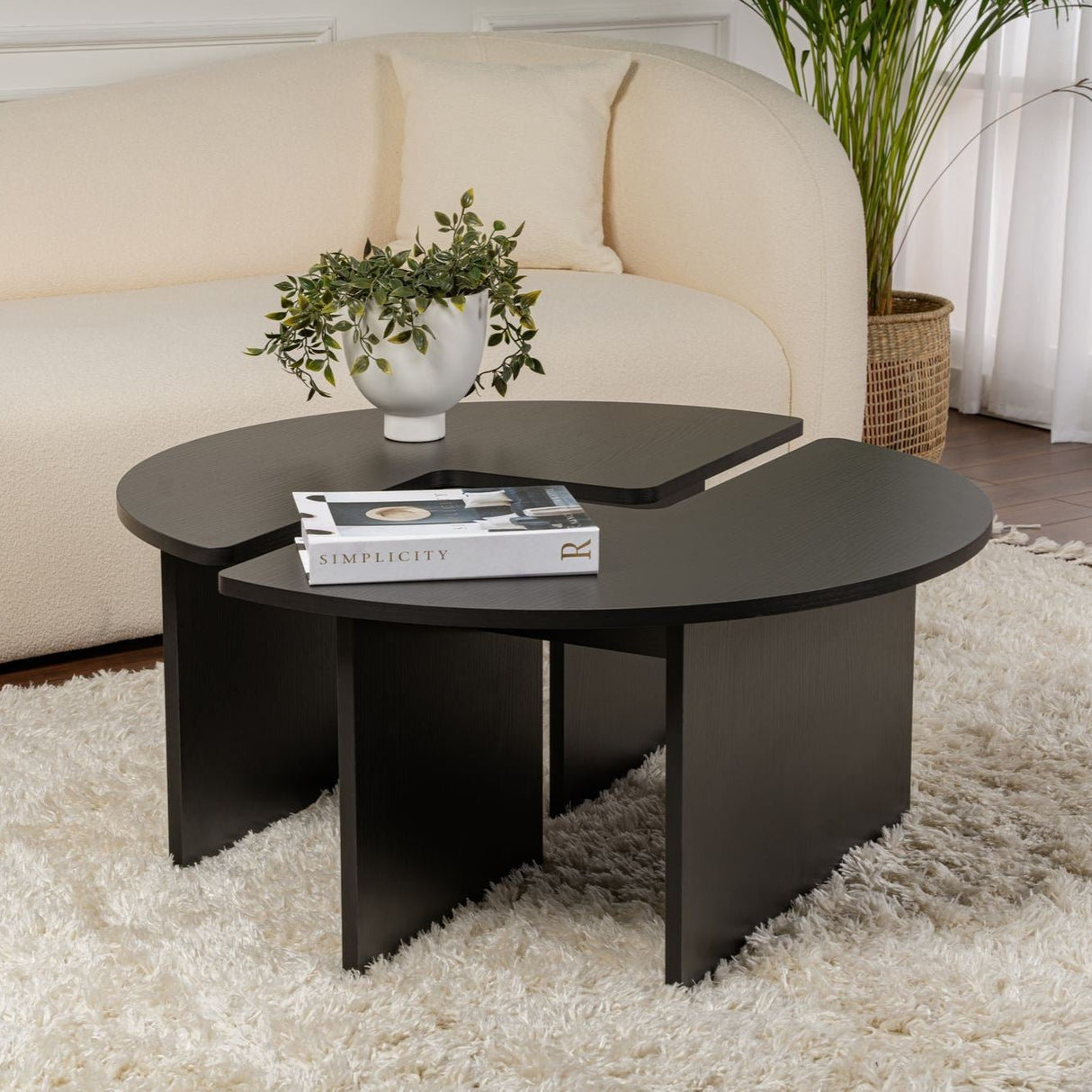Ronde Salontafel Moari Zwart Melamine 90 cm