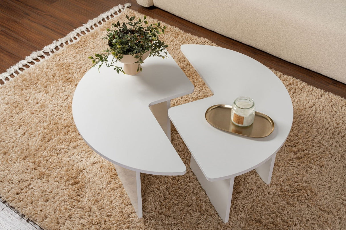 Ronde Salontafel Moari Wit Melamine 90 cm