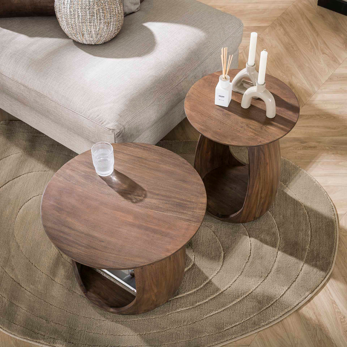 Bijzettafel Nore Massief Acacia Bruin 60x60x46 cm