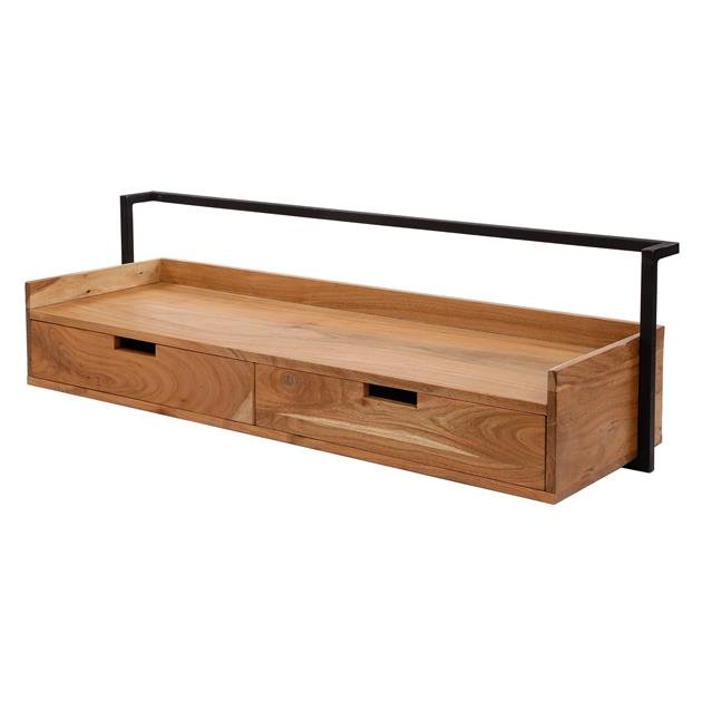 Zwevend Bureau Industrieel Naomi Acaciahout 2 lades 120x38x37 cm