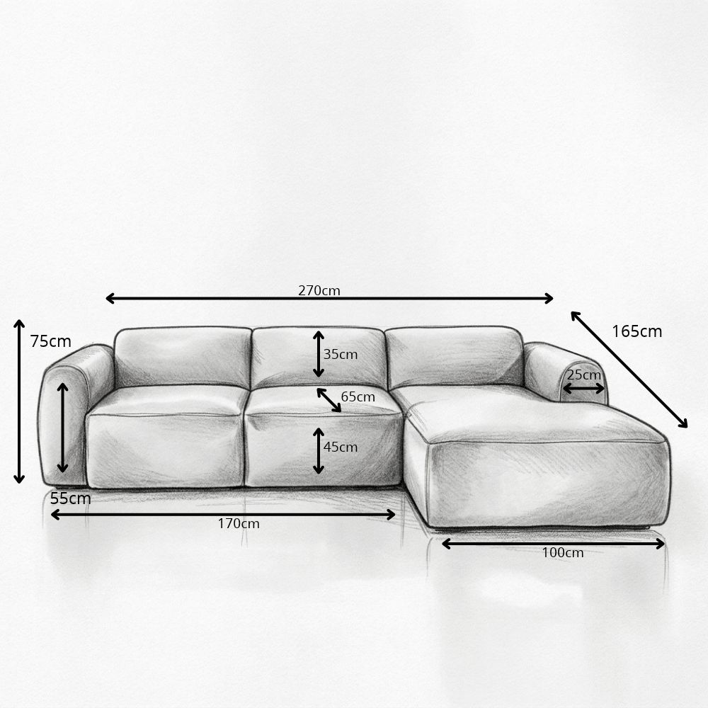 Banken-Hoekbank oker chenille stof - 270x165 cm - Shane - rechts-Dimehouse