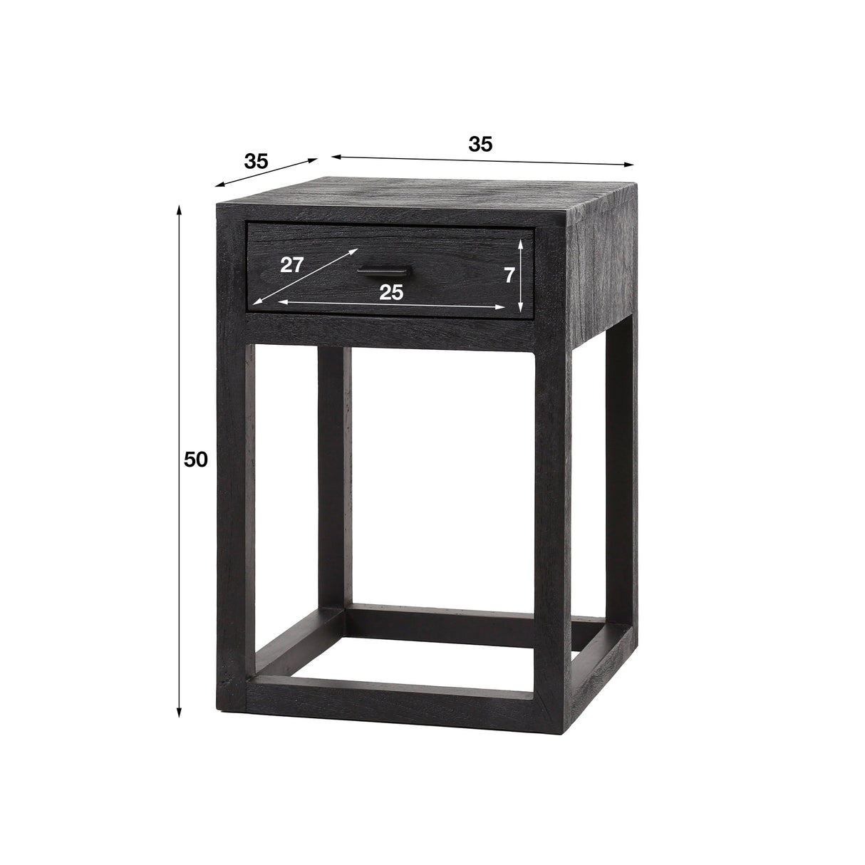 Nachtkastje Zwart Acaciahout Davey 1 Lade