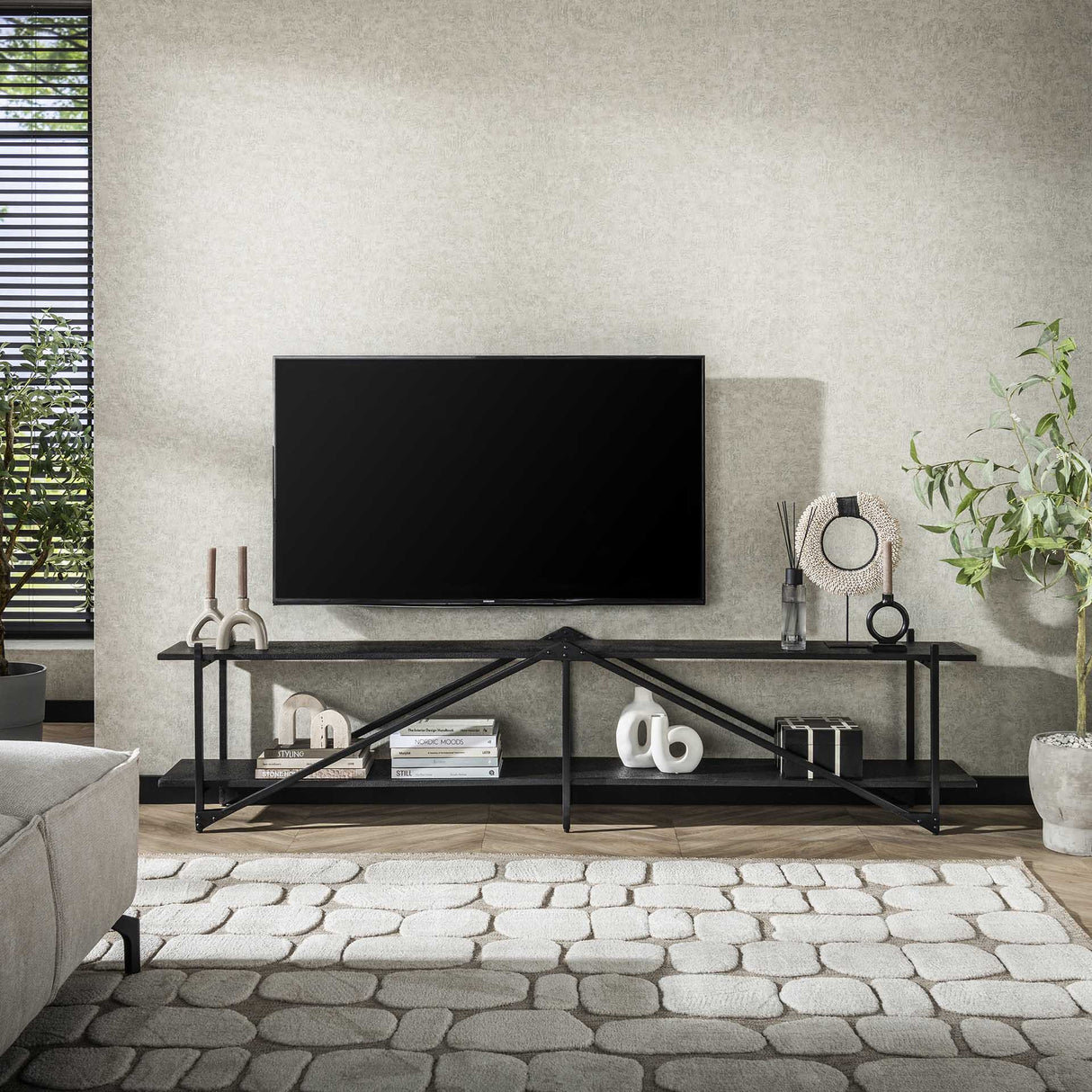 TV Meubel Loek Grijs Metaal 220 cm