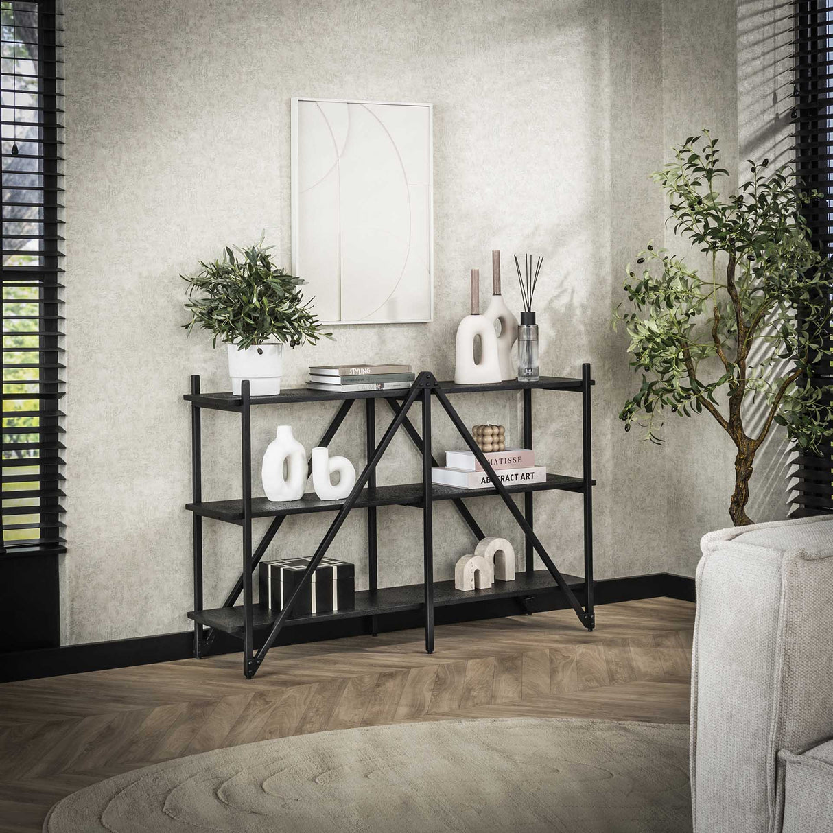 Wandkast Loek 3-laags Metaal Grijs