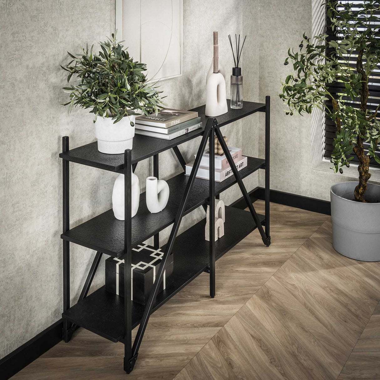 Wandkast Loek 3-laags Metaal Grijs