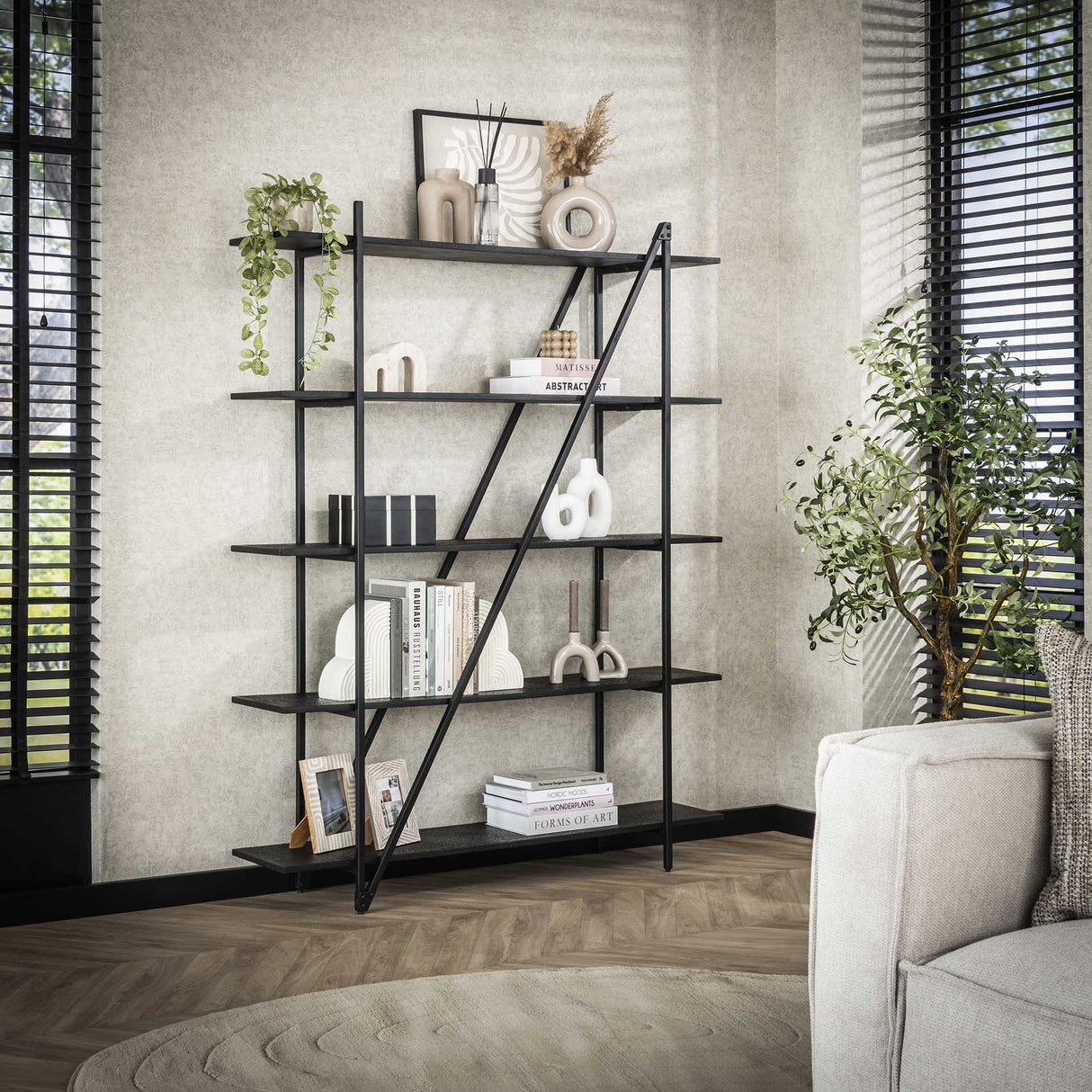 Wandkast Loek 5-laags Metaal Grijs 140 cm