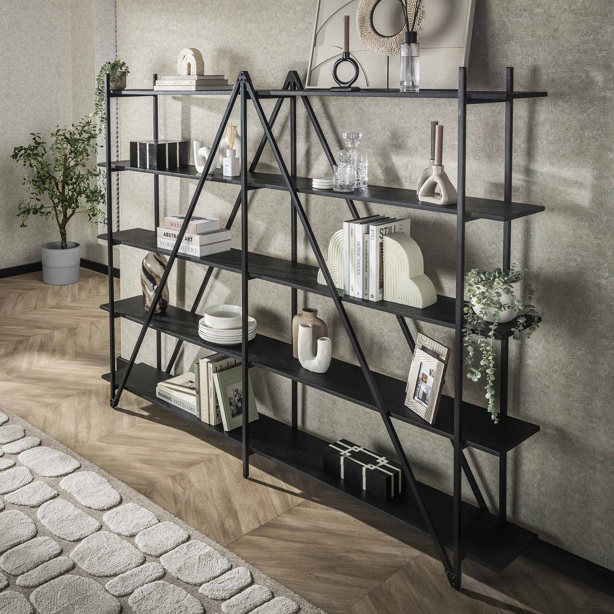 Wandkast Loek 5-laags Metaal Grijs 220 cm