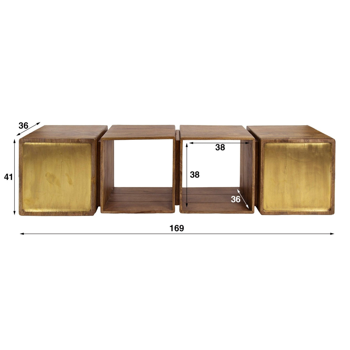 Hangend Dressoir Maceo Mangohout Zand met Brass Accent 169 cm