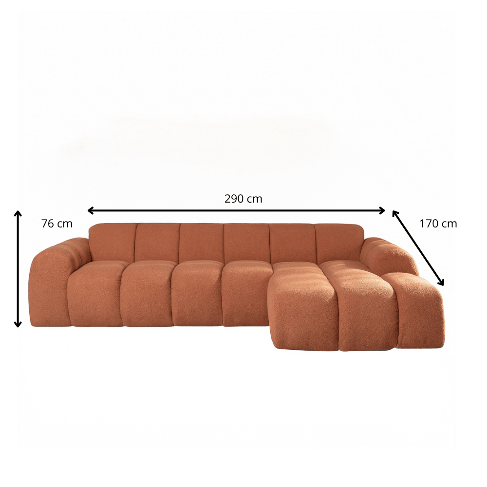 Banken-Hoekbank met lounge koper bouclé stof - strepen - rechts - Brix-Dimehouse