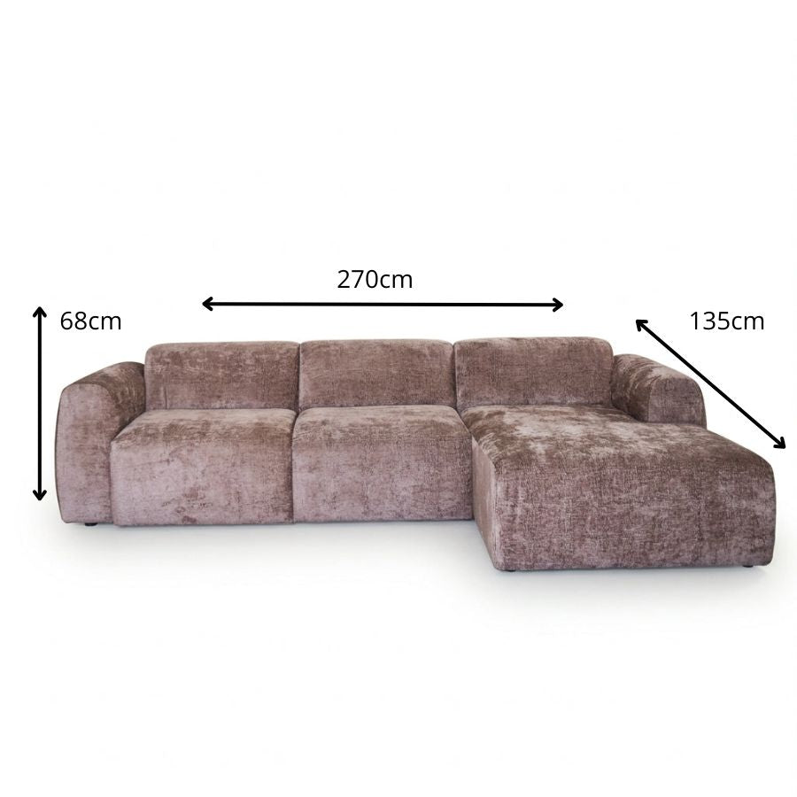 Banken-Hoekbank taupe chenille stof - 292x170 cm - Shane - rechts-Dimehouse
