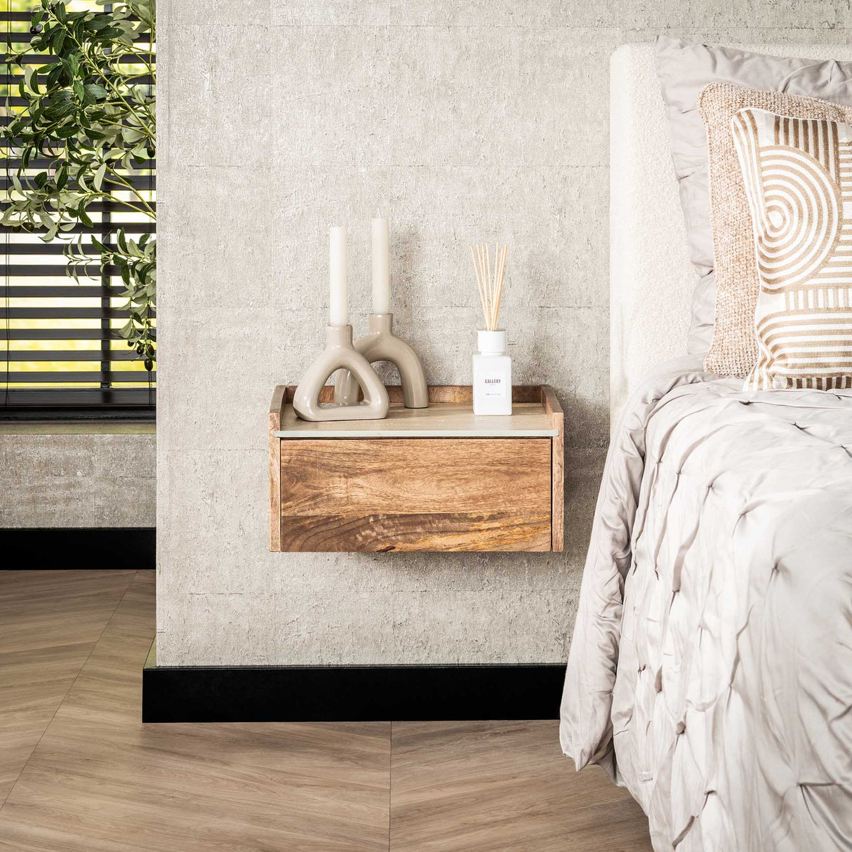 Orto Hangend Nachtkastje 1 Lade Mangohout Keramiek