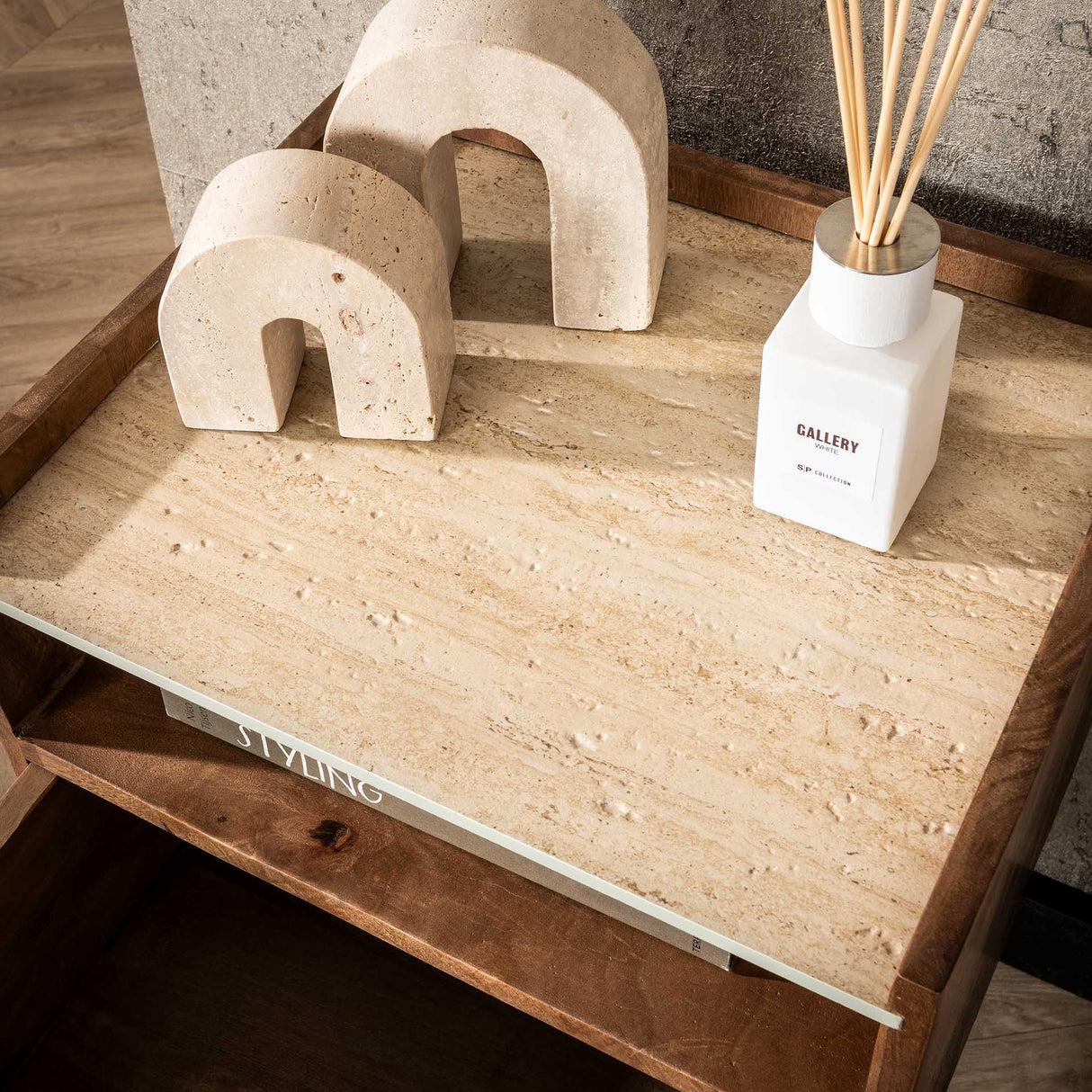 Orto Hangend Nachtkastje 1 Lade 1 Vak Mangohout Keramiek