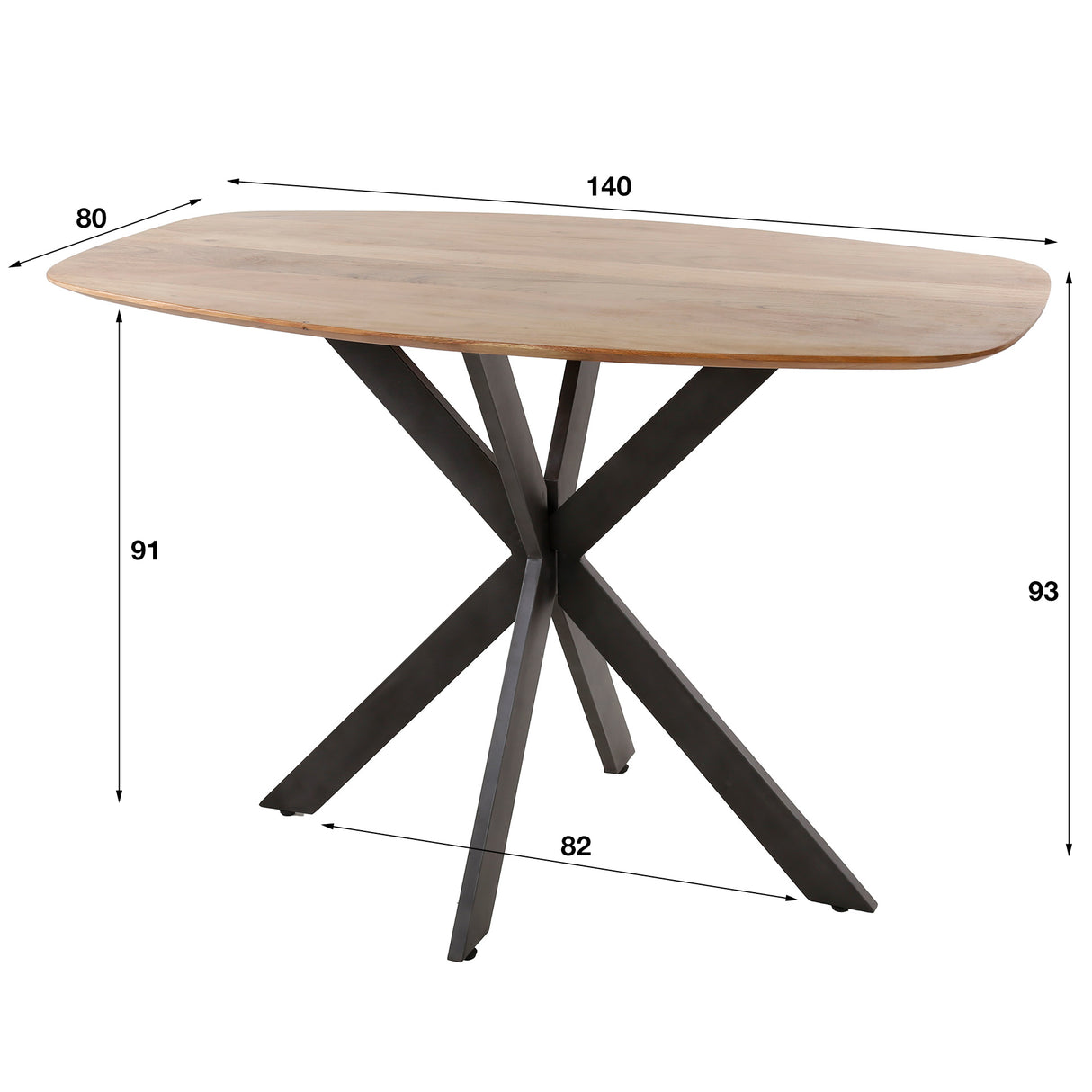 Deens Ovalen Bartafel Acaciahout Daisy 140x80 cm Spinpoot