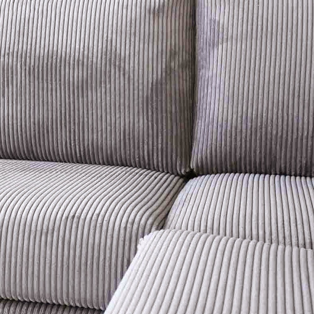 Hoekbank lichtgrijs ribstof plofbank Gabi - rechts