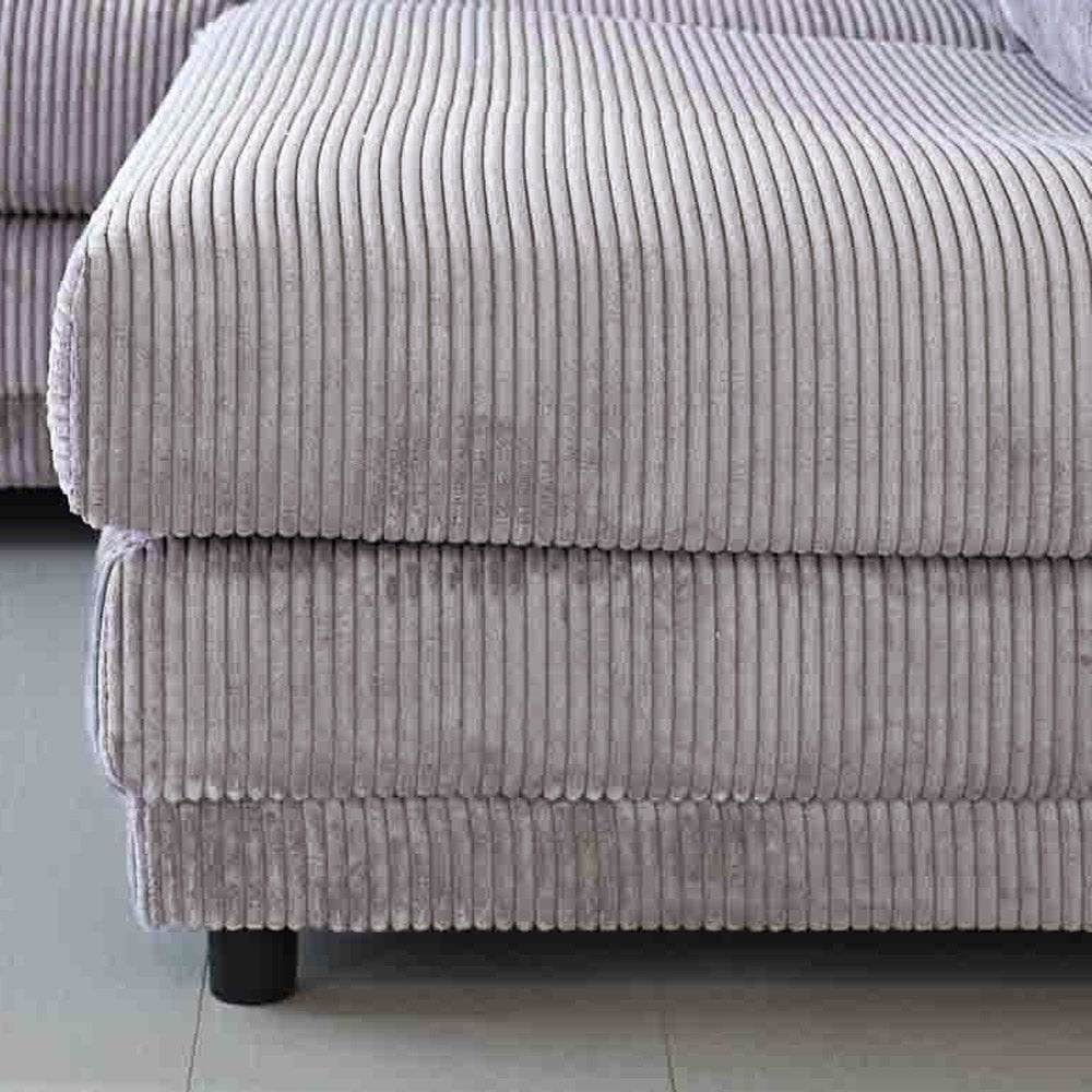 Hoekbank lichtgrijs ribstof plofbank Gabi - rechts