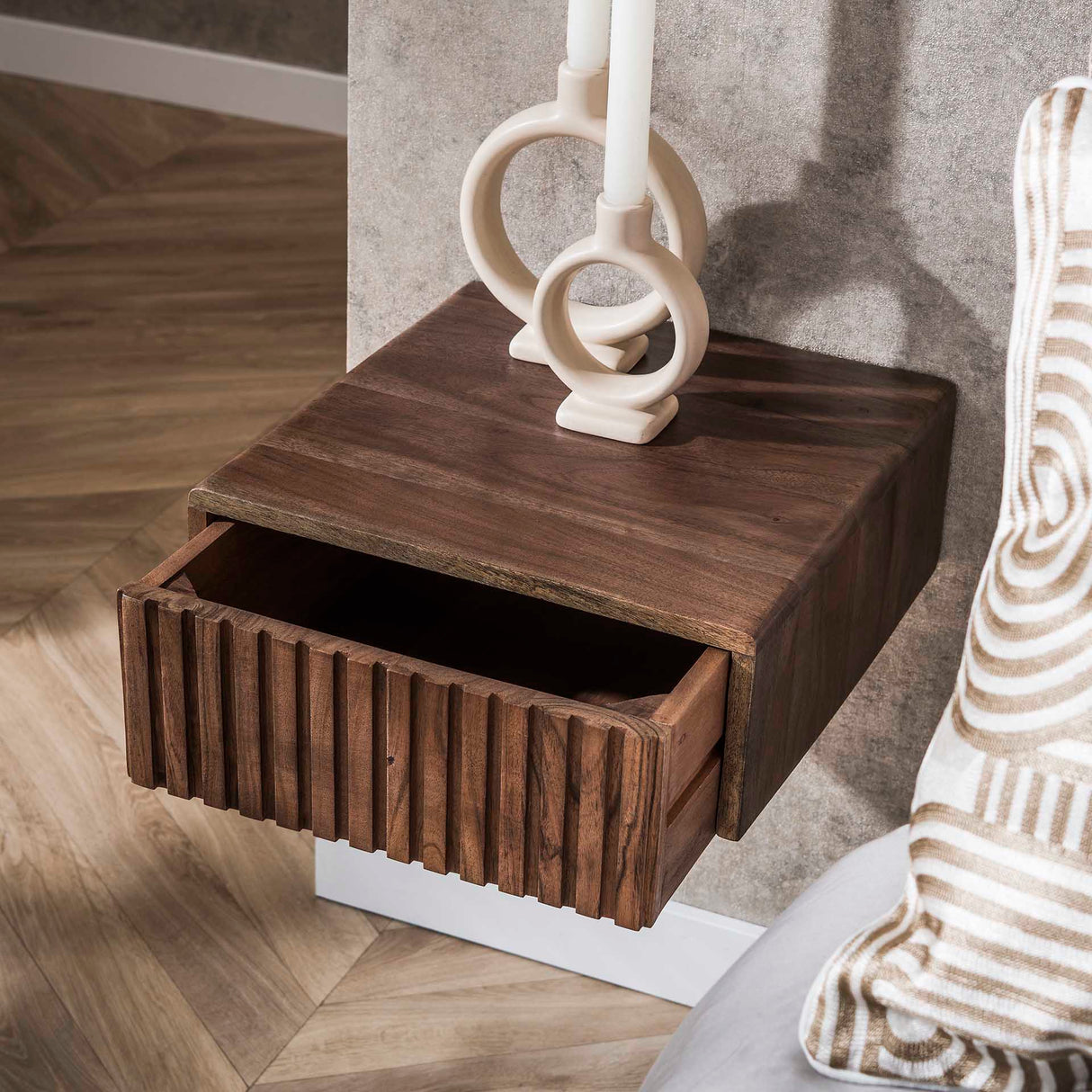 Zwevend Nachtkastje Dex Acaciahout Drift brown 1 lade