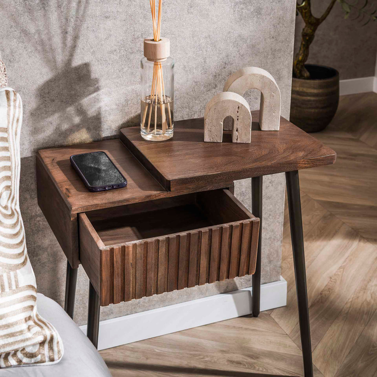 Nachtkastje Oslo Rechts Acaciahout Drift Brown 1 Lade