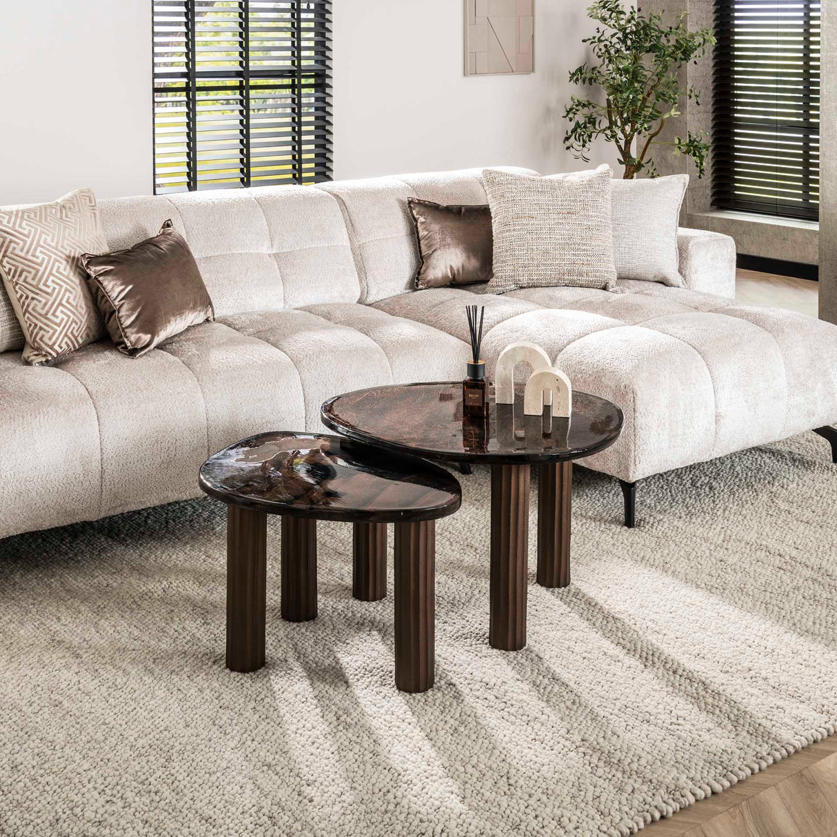 Salontafel Aura L Antiek Koper 70x59 cm