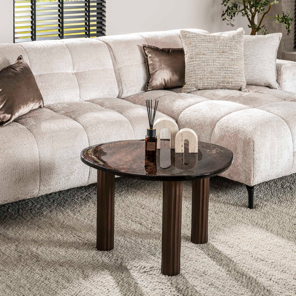 Salontafel Aura L Antiek Koper 70x59 cm