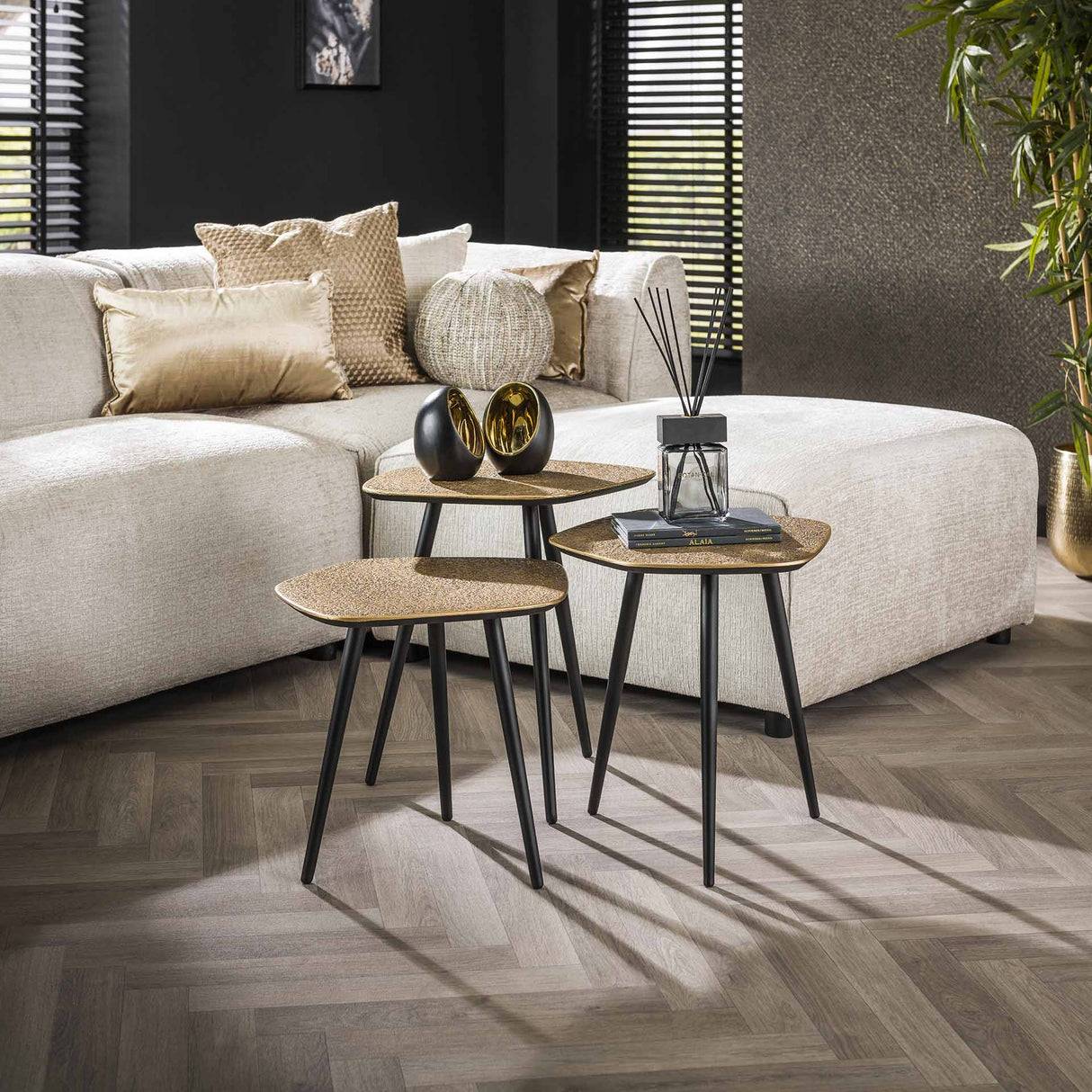 Salontafel set van 3 Moana metaal goud