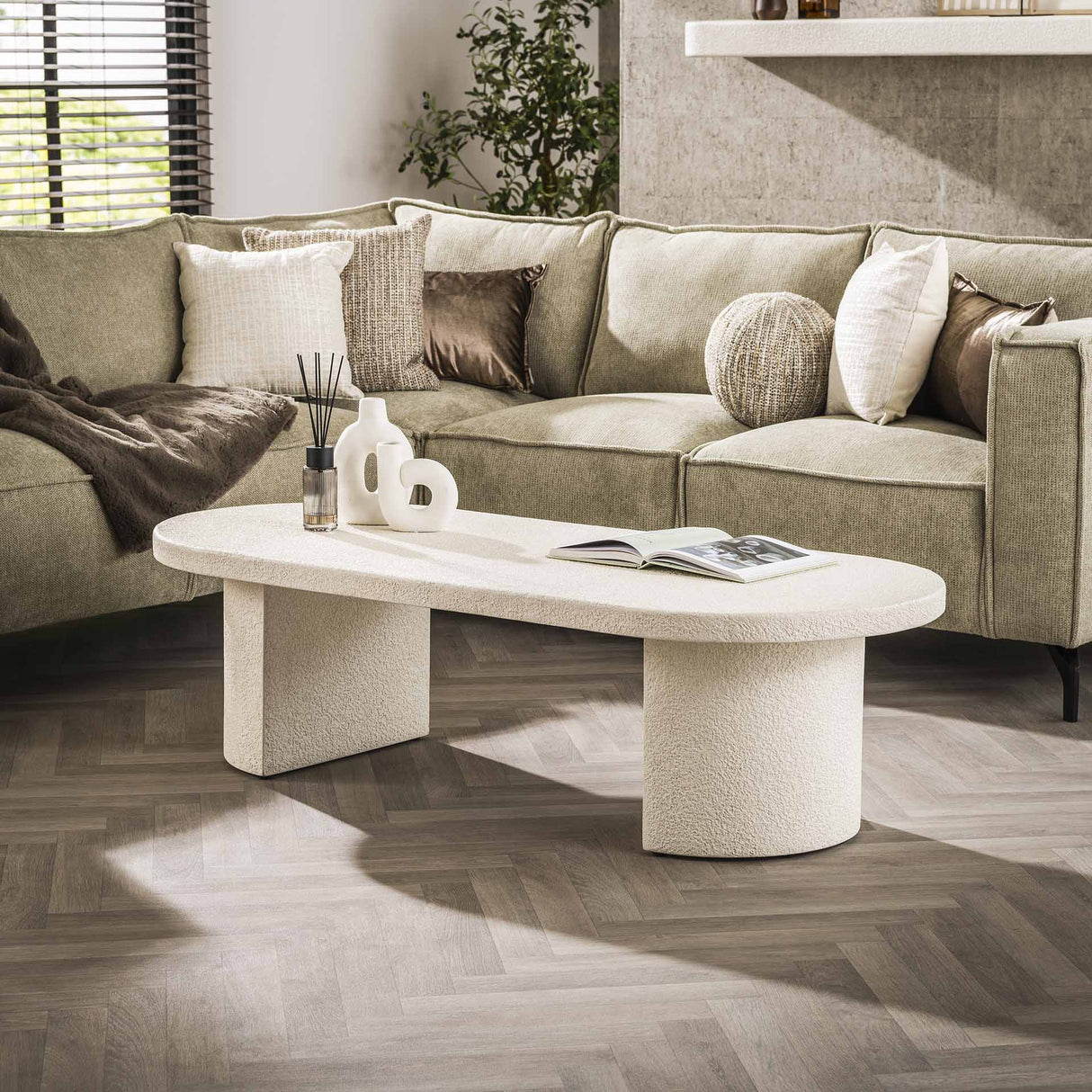 Salontafel Zina 150 cm Marmer composiet wit