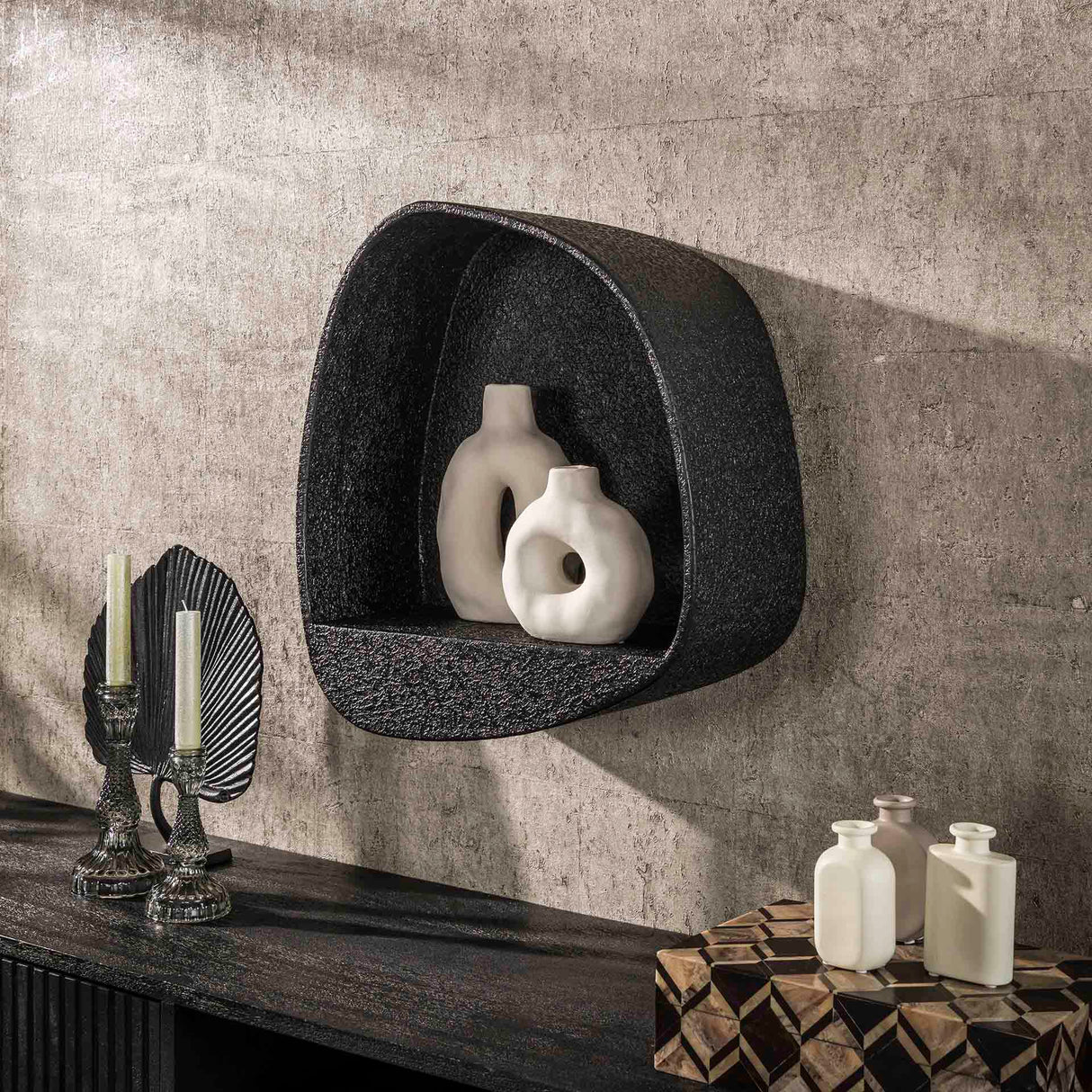 Wandplank Breed Metallic Grijs 44x21 cm Aeris