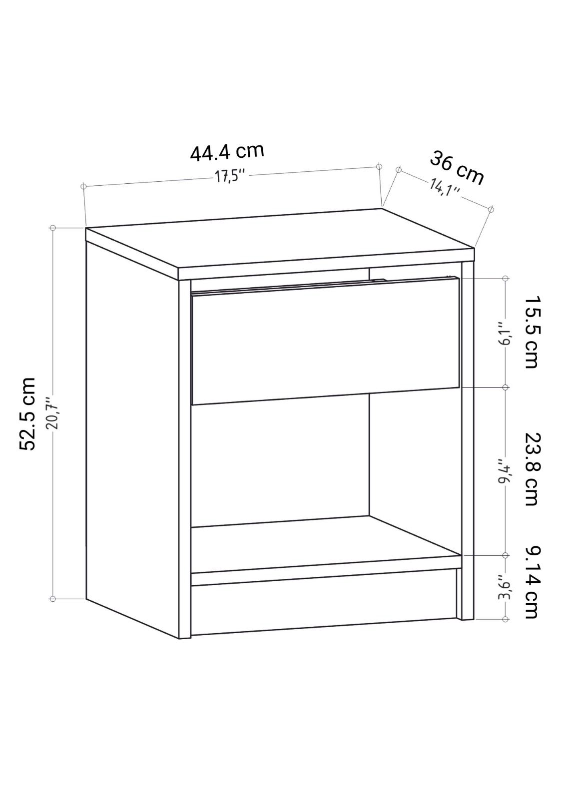 Sheridan nachtkastje wit 44,6 cm Gemelamineerd houtcomposiet