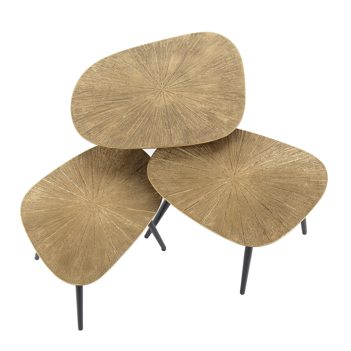 Arno Metal vierhoekige salontafel set van 3 antiek goud