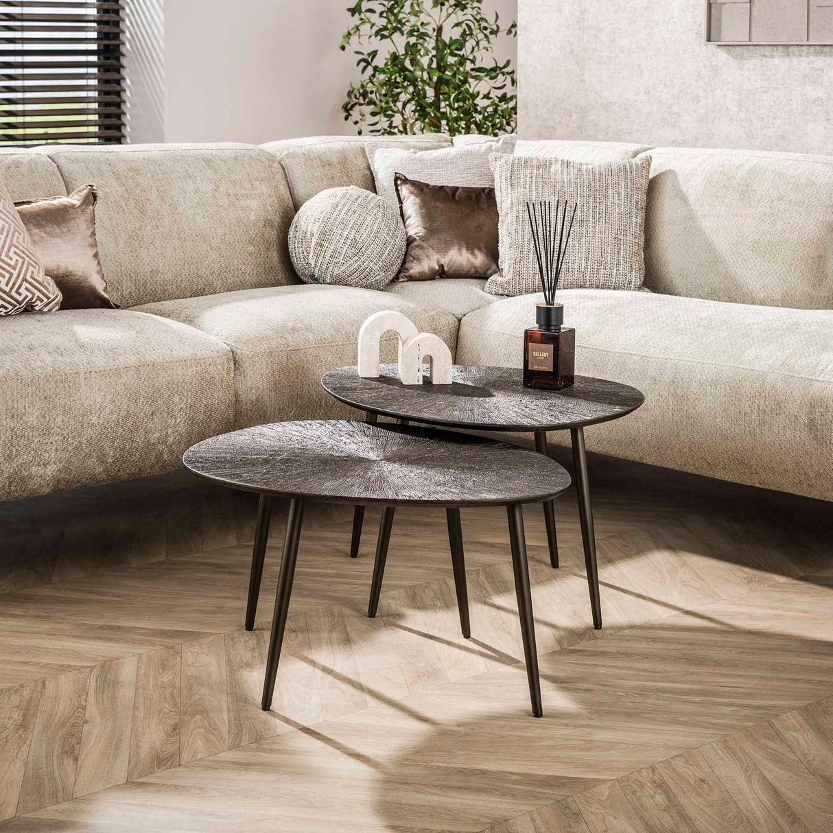 Salontafelset Juno Donkerbrons Metaal Set van 2