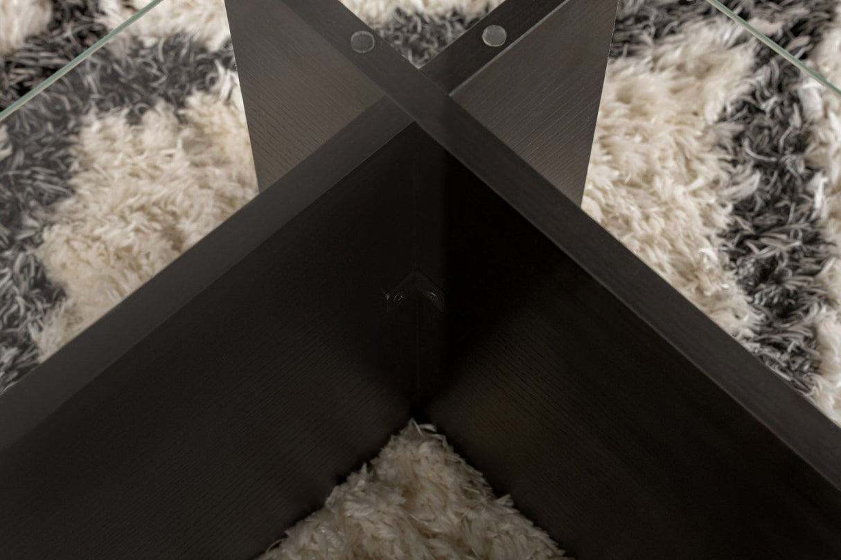 Salontafel Zwart Hout Melamine Glas Opal 105x65x30 cm