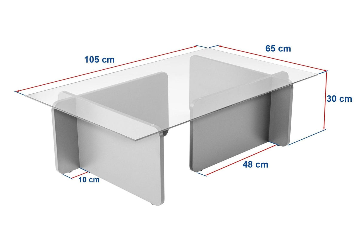 Salontafels - Salontafel Zwart Hout Melamine Glas Opal 105x65x30 cm - Dimehouse