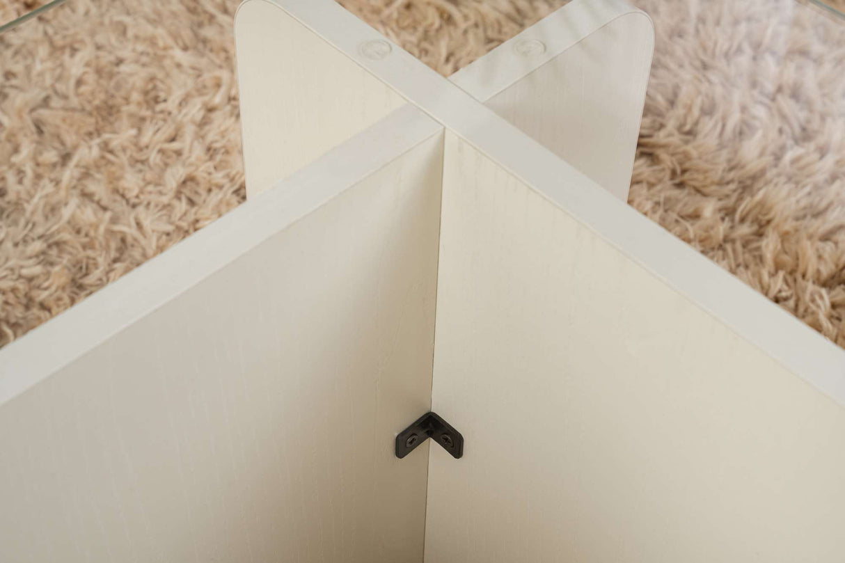 Salontafel Wit Melamine Glas Opal 105x65x30 cm