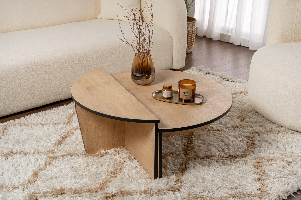 Salontafel Rond 85 cm Naturel Eikenlook Melamine Orin