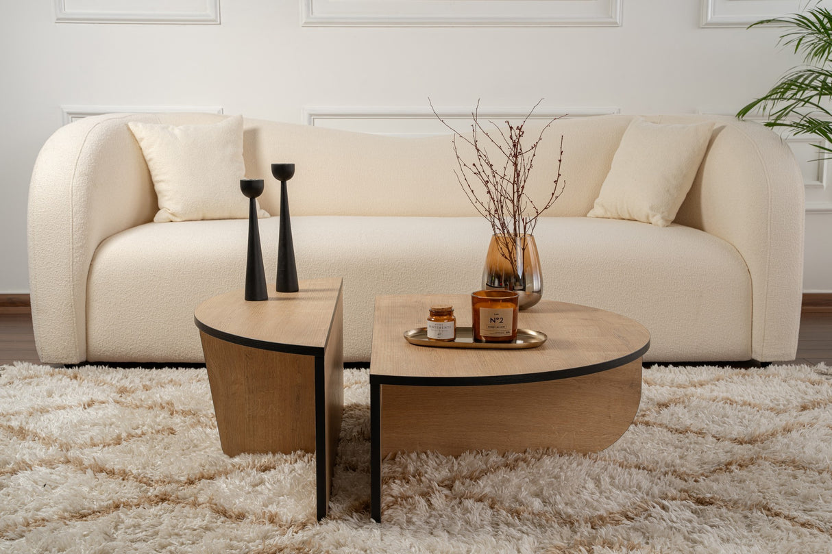 Salontafel Rond 85 cm Naturel Eikenlook Melamine Orin