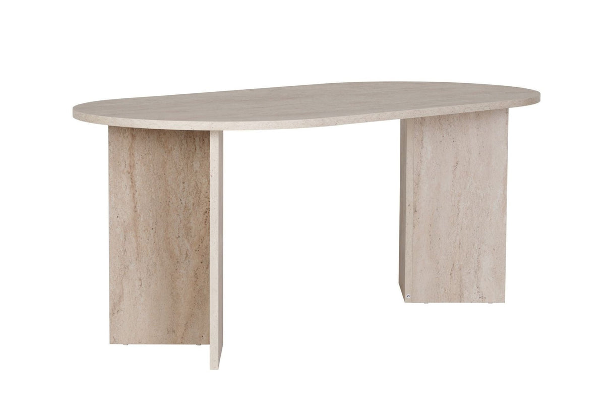 Ovalen eettafel Travertine melamine - Japandi - 180x89,5x75 cm - Sablin