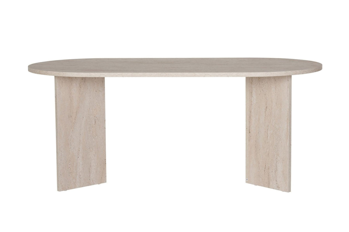 Ovalen eettafel Travertine melamine - Japandi - 180x89,5x75 cm - Sablin